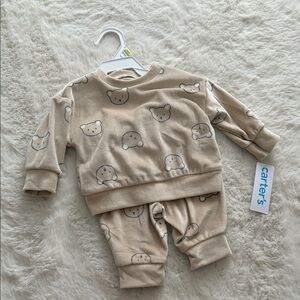 Carter's Tan Bear Patterned Baby Set